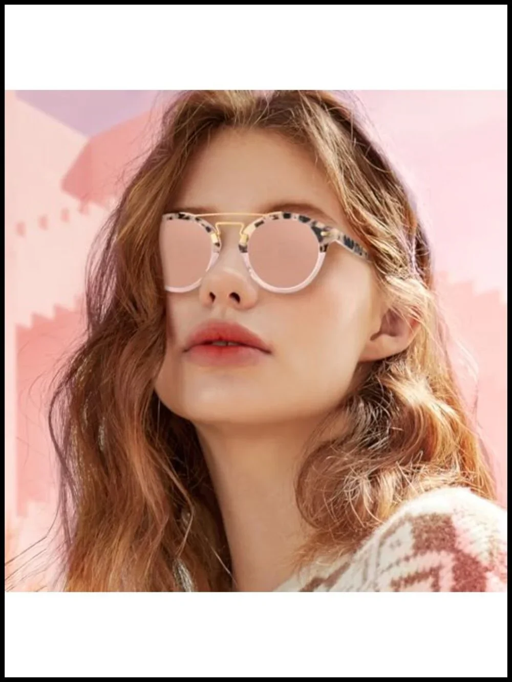 Small Face Acetate Double Bridge Polarized Sunglasses, Retro Metal Brow Eyewear